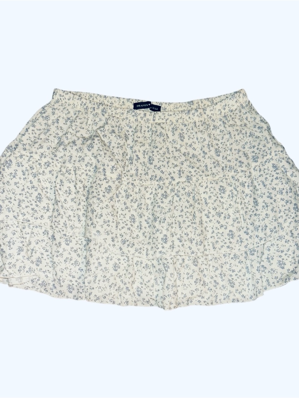 Brandy Melville Cream Mini Skirt with Light Blue Floral Print